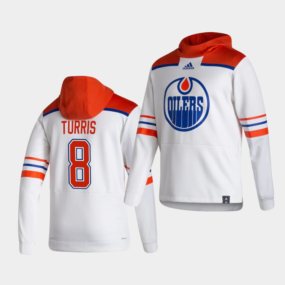 Men Edmonton Oilers #8 Turris White NHL 2021 Adidas Pullover Hoodie Jersey->edmonton oilers->NHL Jersey